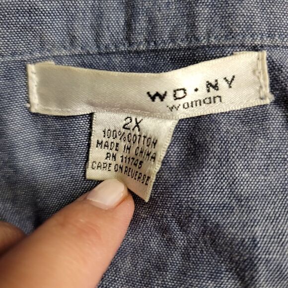 Wdny chambray blue oversized tunic top - Picture 4 of 10